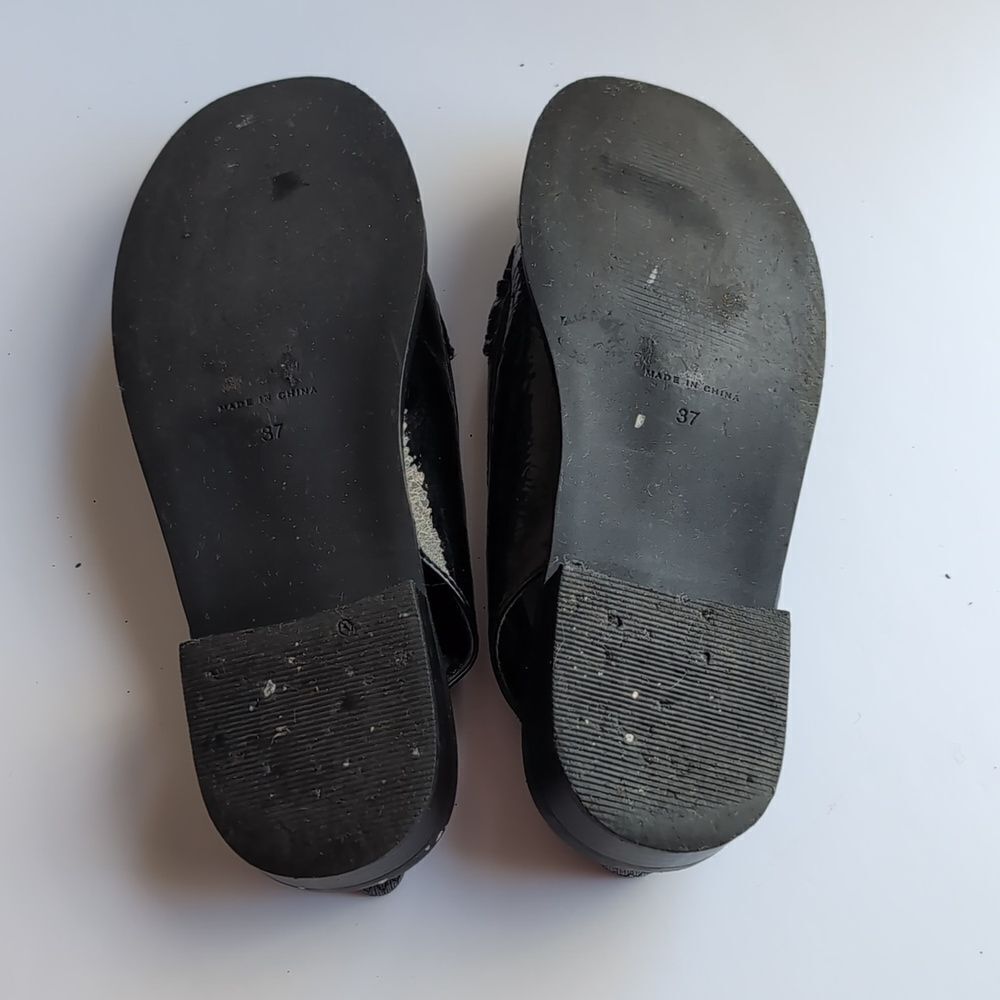 Topshop Black Patent Penny Sling Loafers Size 37 US6.5 - Picture 5 of 10